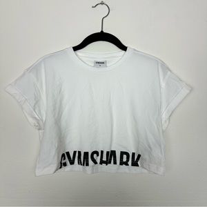 Gymshark Fraction Crop Top White Workout Shirt Women’s Size Small